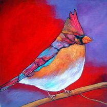 "Red Lady" - Bird Painting by Johnathan Harris