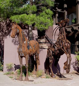 "Stormy Bay and Sun Dancer" - Horse Sculptures by Dixie Jewett