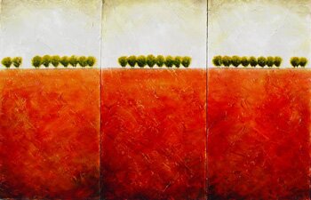 "Shades of Red" - Acrylic Tree Triptych Paintings by Ed Klink