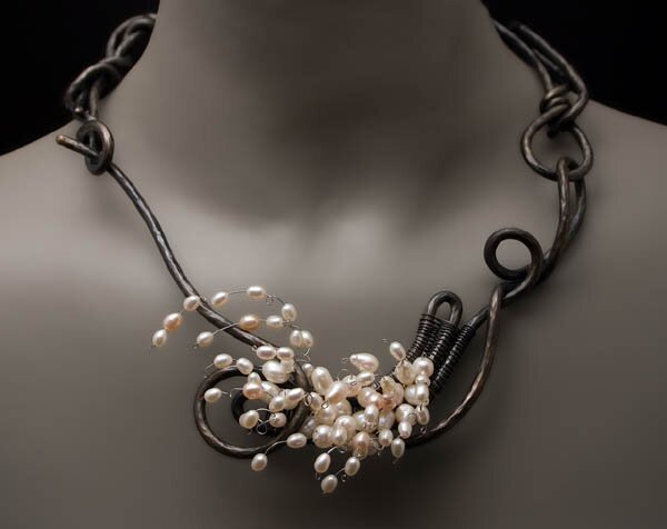 "Spring Fruit: Cherry Blossom II Collar" - Unique Jewelry Designs by Valerie Ostenak