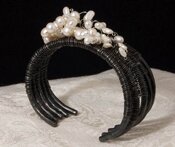 "Wrist Corsage: Cherry Blossom Cuff Bracelet" - Woven Steel Jewelry Designs by Valerie Ostenak