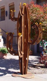 "Saguaro, Rust w/ Flowers" - Metal Sculpture by Fred Prescott