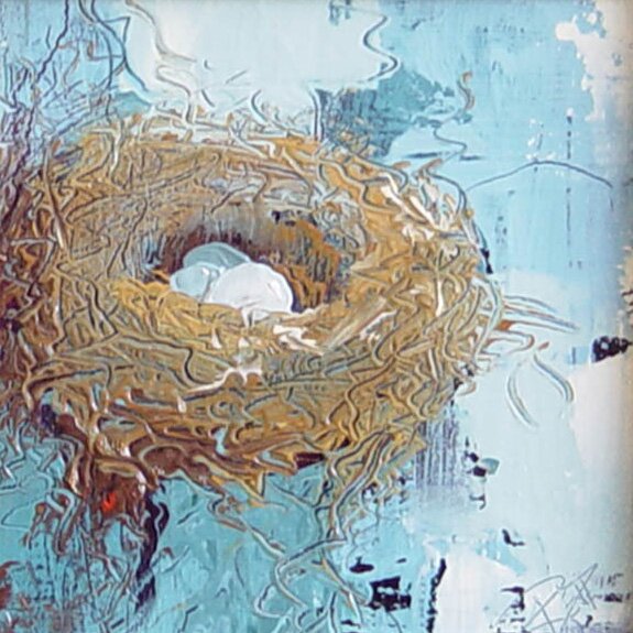 "Bird Nest and Sky #6" - Oil Painting by Cynthia Reid