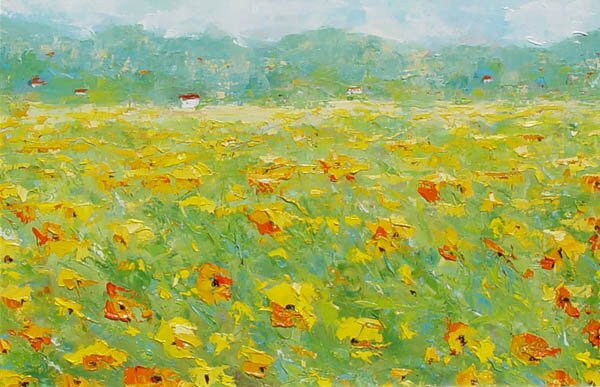 "Windswept Meadows" - Landscape Art by Cynthia Reid