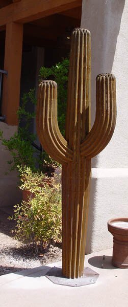 "7 ft Saguaro, Rusty" - Metal Sculpture by Eric Richard Cactus