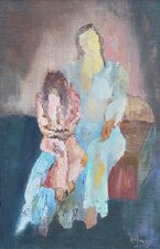 "A Mother's Love" - Oil on Burlap Painting by Alfred Rogoway