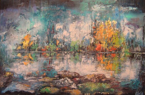 "At Lakes Edge" - Painting by Hans Schiebold