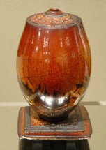 "Pot on Tray 186" - Raku Ceramics by Bob Smith
