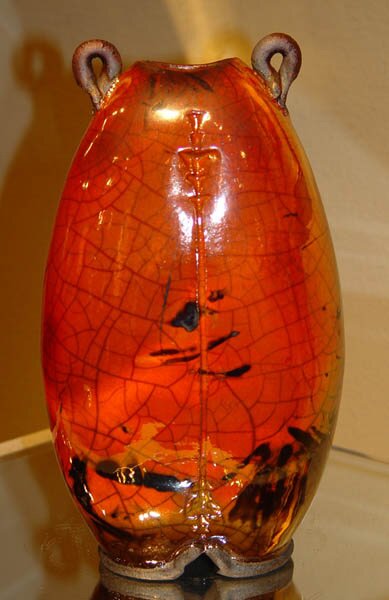 "Small Altered Vase" - Raku Ceramic Vessel by Bob Smith
