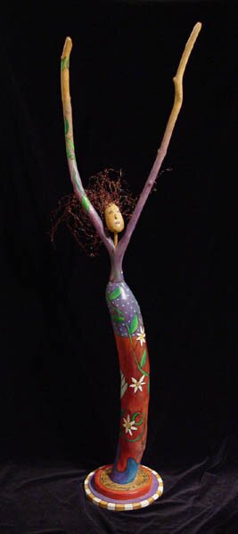 "Hallelujah Lady" - Wood Sculpture by Sticks