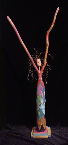 "Hallelujah Lady" - Wood Sculpture by Sticks