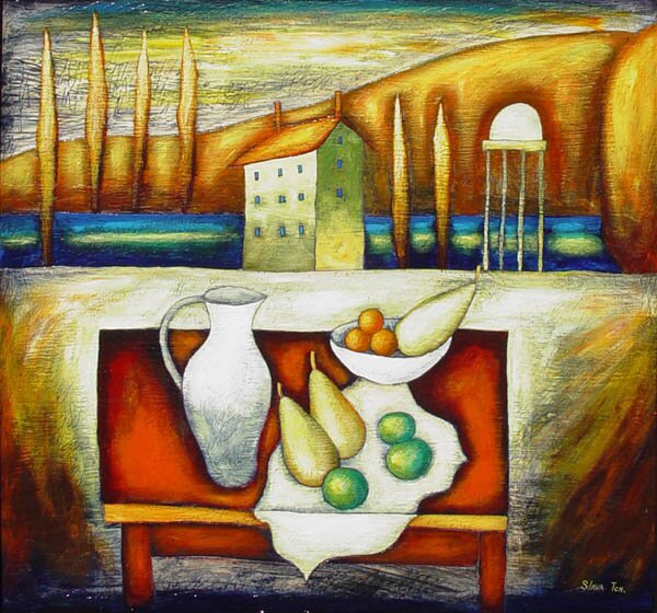 "Afternoon Stillness" - Encaustic Artwork by Slava Tch