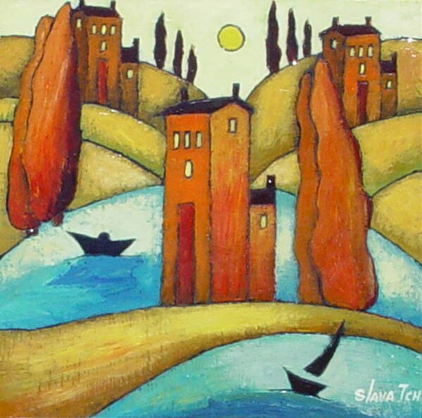 "Old Poetic Mountains" - Encaustic Paintings by Slava Tch