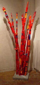 "Tall Red Reeds" - Unique Sculpture by Russ Vogt