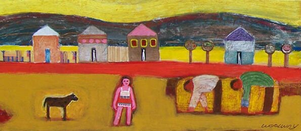 "Lost Doggie Finds a Friend" - Painting by Billy Woolway