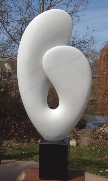 "Tall Seed" - Marble Sculpture by Kathleen Caricof