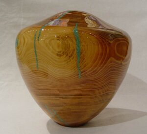 "#153 Wood Tone & Turquoise Inlay" - Fine Wood Sculpture by Robert Cherry