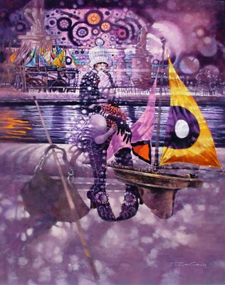 "Partir en Bateau de Jardin des Tuileries" - Oil Painting on Linen by Ted CoConis