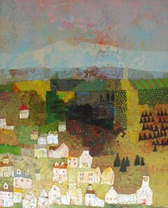 "Farm Village" - Landscape Paintings by Mark English