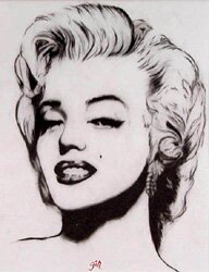 "Marilyn" - Grease Pencil Portrait of Marilyn Monroe by James Gill