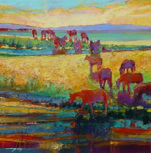 "Costilla Wild Horses II: Ranchlands #996" - Western Horse Scene by Mark Gould