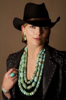 "Claire" - Bracelet, Ring, Large Stone Necklaces, All-Natural Nevada Turquoise with Sterling Silver by Michael Grant
