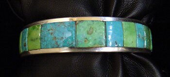 "Cuff Bracelet" - Stenich Blue and Green Turquoise - Jewelry by Micheal Grant