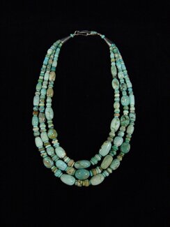 "Necklace" - 3 Strand 19" Necklace. Blue, Brown, Carico, Fox, Damale Turquoise - Fine Jewelry by Michael Grant