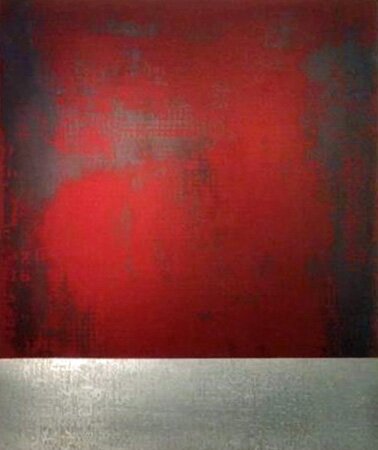 "Urban Relic Red 10" - Acid Etched Metal Artwork by Elisabett Gudmann
