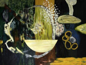 "Cooking" - Abstract Oil Painting by Homare Ikeda