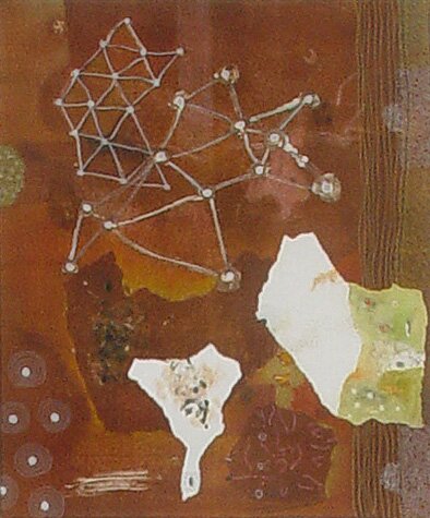 "Hoshi I" by Homare Ikeda, mixed media monotype on paper, 11"h x 9"w [matted framed to 26" x 23"]. At Lanning Gallery in Sedona, Arizona.
