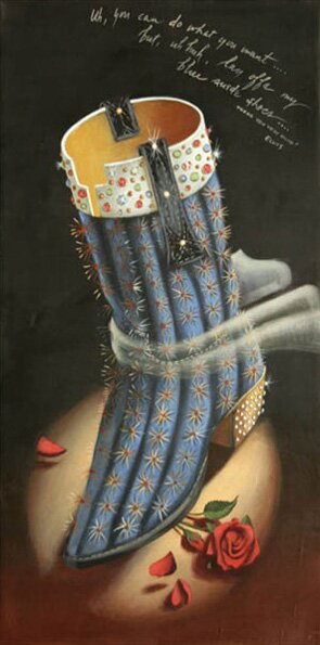 "Blue Suede Boot" - Acrylic Painting by Kathleen Kinkopf