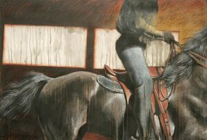 "Post" - Horse Painting by Kathleen Kinkopf