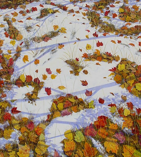 "Leaves and Snow" - Oil Painting by Gerald Moore