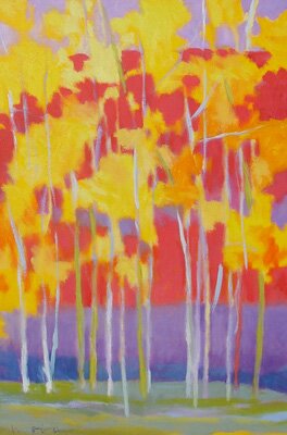 "Through Trees, Across Water" - Landscape Painting by Marshall Noice