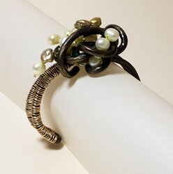 Wrist Corsage - Chardonnay Two Cuff Bracelet - Custom Jewelry by Valerie Ostenak