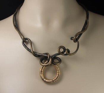 Jaguar Dreaming Collar - Metal Jewelry by Valerie Ostenak