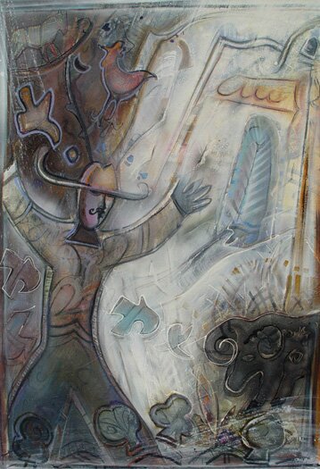 "El Fuego Baca Leaving the Farm" - Southwestern Art by Bill Rane