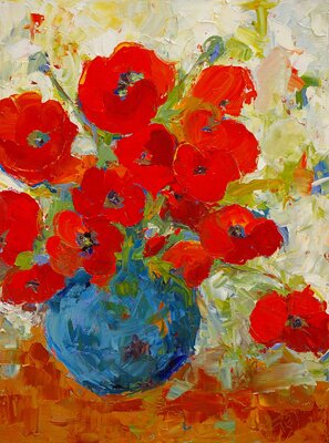 "Fresh Poppies" - Flower Artwork by Cynthia Reid