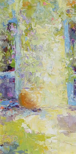 "Hotel Courtyard" - Oil Painting by Cynthia Reid