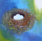 "Indigo Bird Nest I" - Oil Paintings by Cynthia Reid