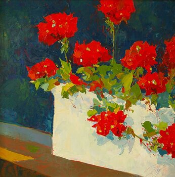 "Red Flowers" - Flower Painting by Cynthia Reid