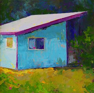 "Turquoise Studio" - Landscape Painting by Cynthia Reid