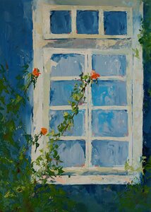 "Window Rose" - Oil Painting by Cynthia Reid