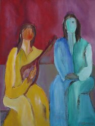 "Dos Damas con Mandolina" - Artwork by Alfred Rogoway
