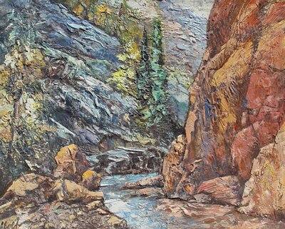 "At Capital Reef" - Landscape Painting by Hans Schiebold