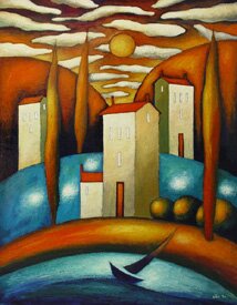 "The Clouds are Wanderers" - Encaustic Art painted by Slava Tch