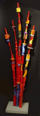 "Red Reeds" - Ceramic Sculpture by Russ Vogt
