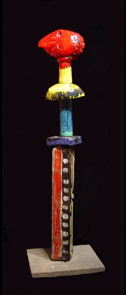 "Yellow-Throated Redhead" - Ceramic Sculpture by Russ Vogt