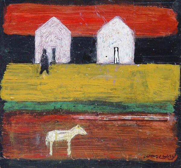 "Lost Doggie Comes Home 2008" - Painting by Billy Woolway